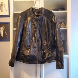 Plus Size Moto Faux Leather Jacket